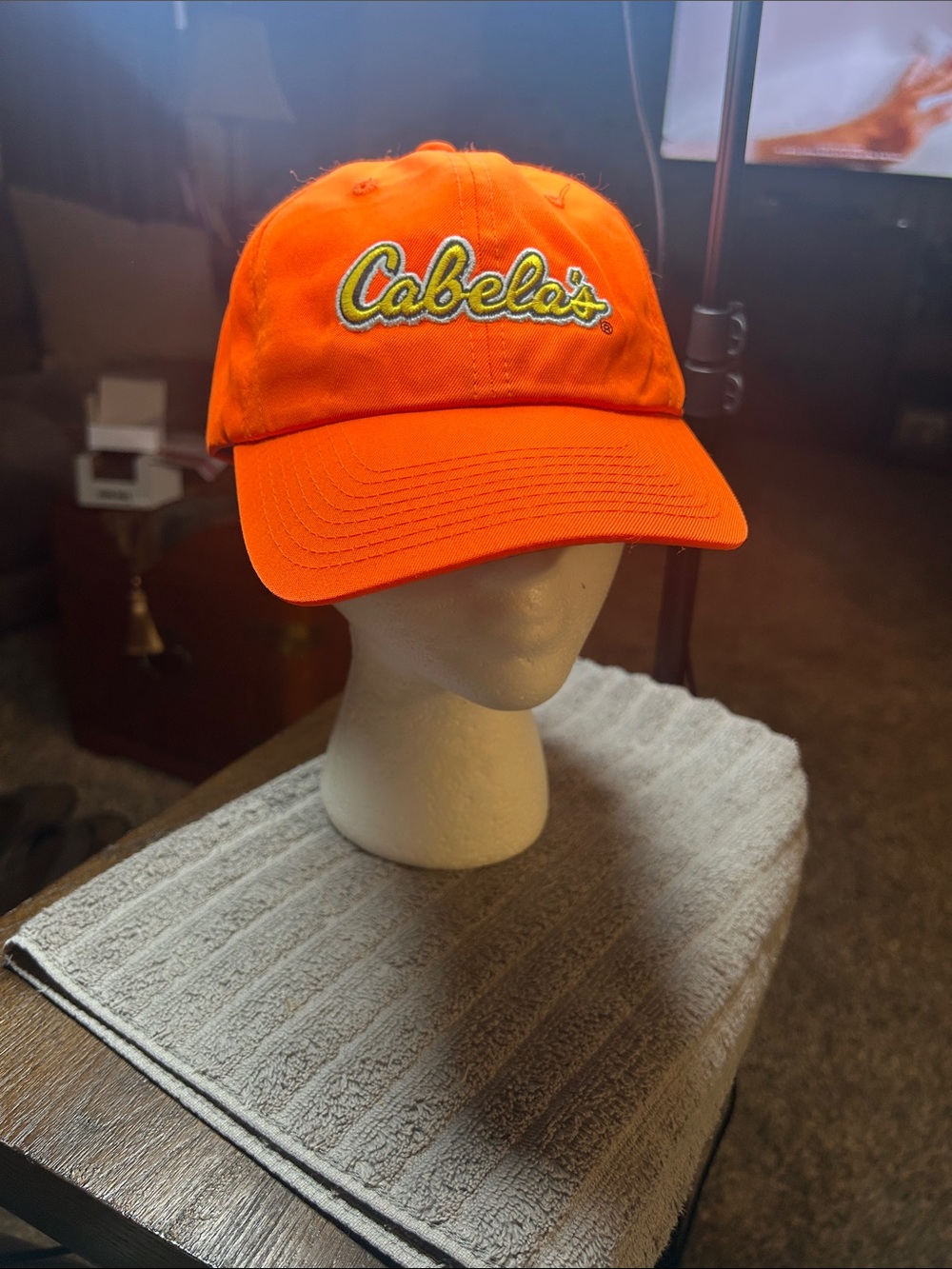 Hunter orange Cabela’s hat